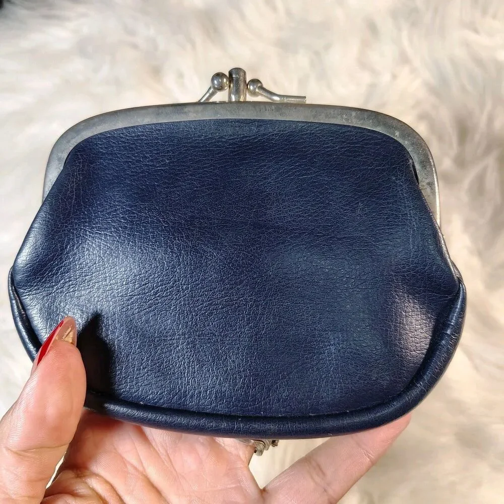 Kisslock Navy Wallet W 4 Compartments VTG